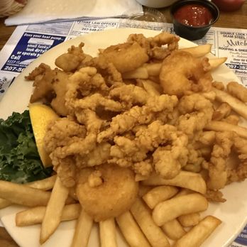 Anglers Restaurant - Fried Half & Half clam strips and shrimp - Seafood Near Me - Searsport, Maine Anglers Restaurant - Fried Half & Half clam strips and shrimp - Seafood Near Me - Searsport, Maine