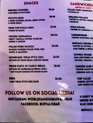 Menu photo 2 Buffalo Bar Ludlow, KY