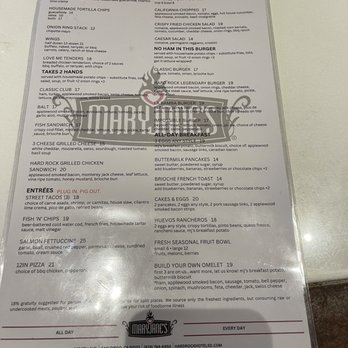 Maryjane's - Menu picture - American Near Me - San Diego, California