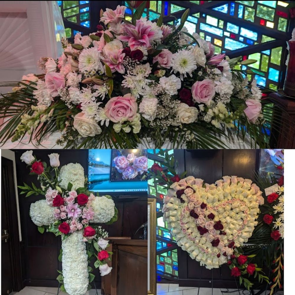 Central Florist - The cross, the heart and the casket spray were absolutely gorgeous and perfectly matched the prayer cards. - Florists Near Me - Alameda, California Central Florist - The cross, the heart and the casket spray were absolutely gorgeous and perfectly matched the prayer cards. - Florists Near Me - Alameda, California