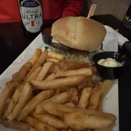 Cheeseburger and french fries Cheeseburger and french fries