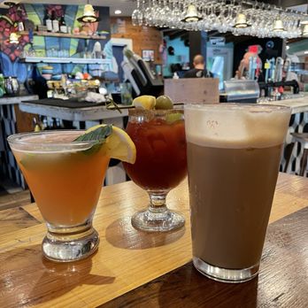 Moondog Cafe & Bakery - Pepper Blossom, Moondog Mary , and iced caramel latte (they fill it to the top, I just drank some before taking the photo). - Cafes Near Me - Key West, Florida Moondog Cafe & Bakery - Pepper Blossom, Moondog Mary , and iced caramel latte (they fill it to the top, I just drank some before taking the photo). - Cafes Near Me - Key West, Florida