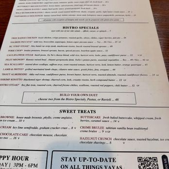 YaYas Euro Bistro - menu (as of 08/2026) - New American Near Me - Salina, Kansas