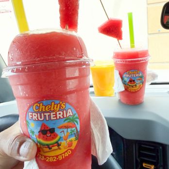 Chely’s Fruteria - Delicious Medium and small watermelon smoothies and a bonus mango drink she gave us for a special she had that day. - Beverage Store Near Me - Houston, Texas Chely’s Fruteria - Delicious Medium and small watermelon smoothies and a bonus mango drink she gave us for a special she had that day. - Beverage Store Near Me - Houston, Texas