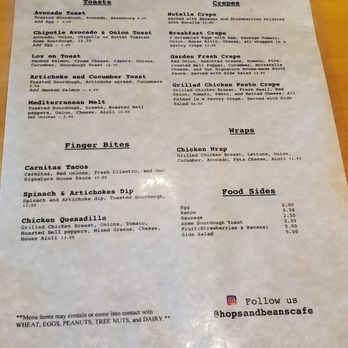Hops & Beans Cafe - Menu - Cafes Near Me - Fremont, California