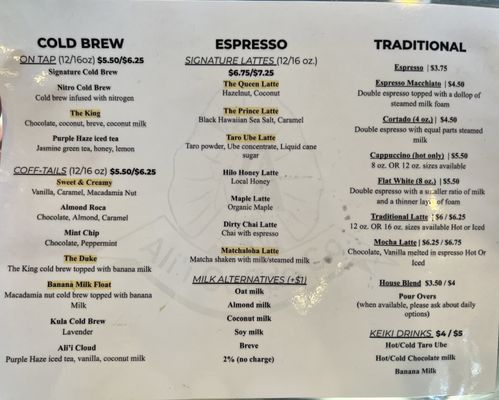 Menu photo 5 Ali’i Coffee Honolulu, HI