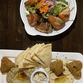Hapy Bistro - Appetizers; vegetarian sampler and Oven roasted chicken Bites - Mediterranean Near Me - Pismo Beach, California Hapy Bistro - Appetizers; vegetarian sampler and Oven roasted chicken Bites - Mediterranean Near Me - Pismo Beach, California