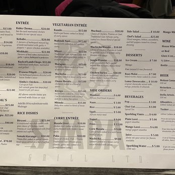 Simba’s Grill - Menu - African Near Me - Burnaby, British Columbia