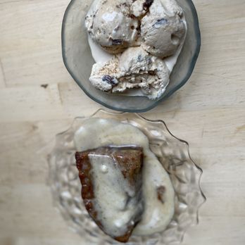 A Taste of Bim - Bread Pudding served with rum sauce and Authentic Jamaican Rum Raisin Ice Cream - Caribbean Near Me - Eureka, California