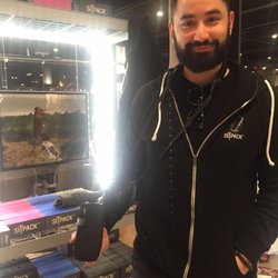 SitPack - Aldo of Sitpack is showing the cool carry case & strap. Case turns into padding for your Sitpack. Clever!!