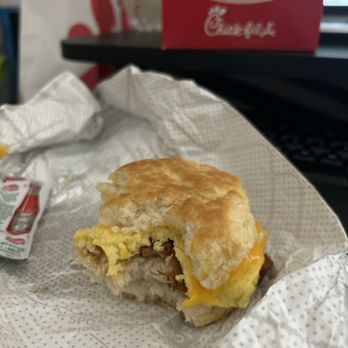Chick-fil-A - Chicken, Egg & Cheese Biscuit. Smelled so good, forgot to take pic before biting into it. - Fast Food Near Me - Riverside, California