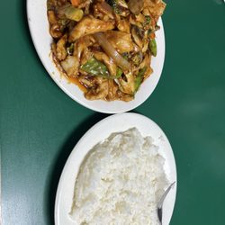 China House - Szechuan chicken with white rice