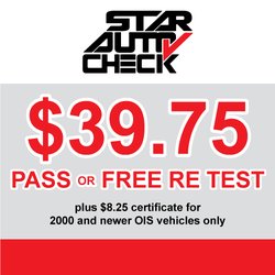 Star Auto Check - Our Yelp Coupon. Only valid Monday-Saturday. Not valid on Sundays. Trucks, Vans, SUV's, RV's subject to extra charge.