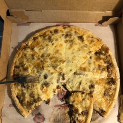 Brookside Pizza III - Large steak and cheese pizza with extra cheese.