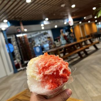 Haleiwa Town Shave Ice - Strawberry and NATURAL banana - Shaved Ice Near Me - Honolulu, Hawaii