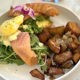 Egg Benedict with Yuzu Smoked Salmon Croissant