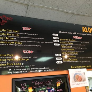 Aloha Grill - Some of the menu... - Hawaiian Near Me - Renton, Washington
