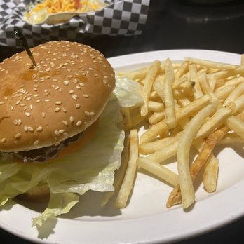 Sam's Place - Sams burger with pepper jack cheese and fries - American Near Me - Eugene, Oregon