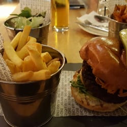 All Bar One - The world's worst veggie burger. Served on an old roof slate.