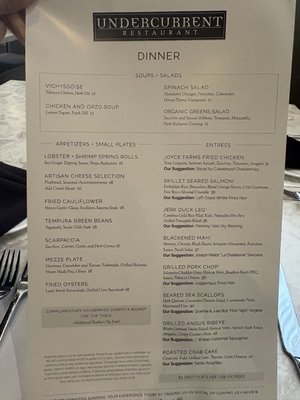 Menu photo 2 Undercurrent Restaurant Greensboro, NC Menu photo 2 Undercurrent Restaurant Greensboro, NC