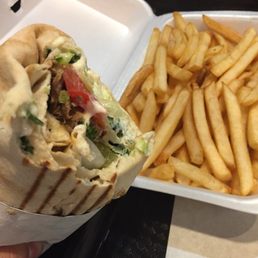 Chicken shawarma and fries