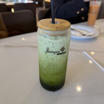 Jumpa Thai - Matcha Jasmine Thai Tea new menu item and my first time having matcha - Thai Near Me - Garden Grove, California Jumpa Thai - Matcha Jasmine Thai Tea new menu item and my first time having matcha - Thai Near Me - Garden Grove, California
