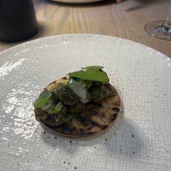L'Orygine - The 3rd item on tasting menu "vegan squash taco"- probably the most disappointing thing we ate. Lacking flavor and flair - Bistros Near Me - Quebec City, Quebec L'Orygine - The 3rd item on tasting menu "vegan squash taco"- probably the most disappointing thing we ate. Lacking flavor and flair - Bistros Near Me - Quebec City, Quebec