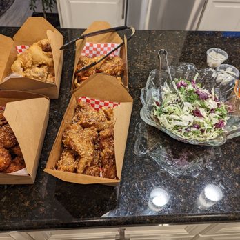 Ban Ban Korean Fried Chicken - K-old school (this was Soo crispy and tasty), yangnyeon, soy garlic & honey garlic - a side of ttebokbokki - Chicken Wings Near Me - Ajax, Ontario Ban Ban Korean Fried Chicken - K-old school (this was Soo crispy and tasty), yangnyeon, soy garlic & honey garlic - a side of ttebokbokki - Chicken Wings Near Me - Ajax, Ontario