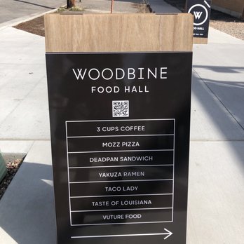 Woodbine - Outside sign pointing towards the main entrance - Pizza Near Me - Salt Lake City, Utah