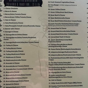 Foxy's Restaurant - Omelet menu - Breakfast & Brunch Near Me - Brookings, Oregon Foxy's Restaurant - Omelet menu - Breakfast & Brunch Near Me - Brookings, Oregon