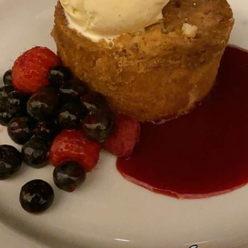 Ocean Prime - Delicious butter cake with berries and ice cream! - Seafood Near Me - Boston, Massachusetts
