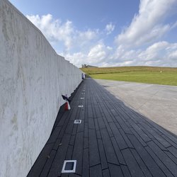 Flight 93 National Memorial - On the left on each of the slabs of marble are written the names of each of those victims and hero's on flight 93.