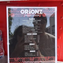 Orionz Island Fusion - Menu