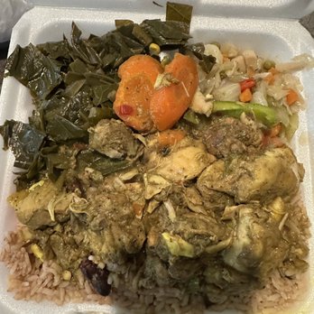 Mama's Caribbean Grill - Curry Chicken, Cabbage and Collard greens - Caribbean Near Me - Charlotte, North Carolina