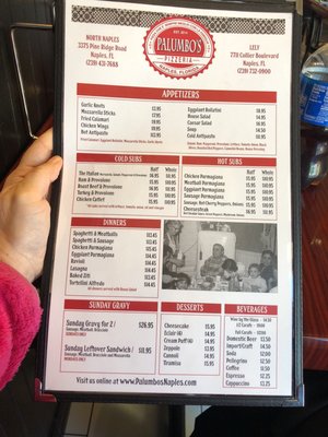 Menu photo 8 Palumbo's Pizzeria Naples, FL