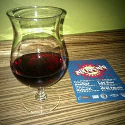 Los Café-Bar - They didn't have proper red wine glasses in the club downstairs, so they just made do with this funky glass.
