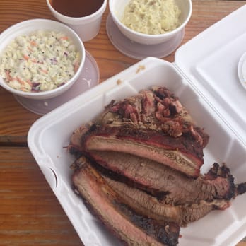 Bodacious BBQ - 3 meat combo (brisket, chopped pork and ribs!) with coleslaw and potato salad - Barbeque Near Me - San Angelo, Texas Bodacious BBQ - 3 meat combo (brisket, chopped pork and ribs!) with coleslaw and potato salad - Barbeque Near Me - San Angelo, Texas