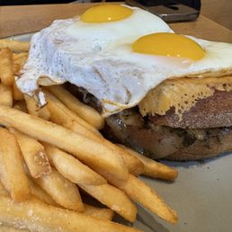 Croque Madame with basil pesto chicken Croque Madame with basil pesto chicken