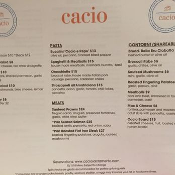 Cacio - Menu - Italian Near Me - Sacramento, California Cacio - Menu - Italian Near Me - Sacramento, California