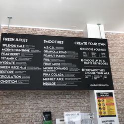 Juice & smoothie menu