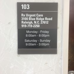 Rx Urgent Care - Hours of operation!
