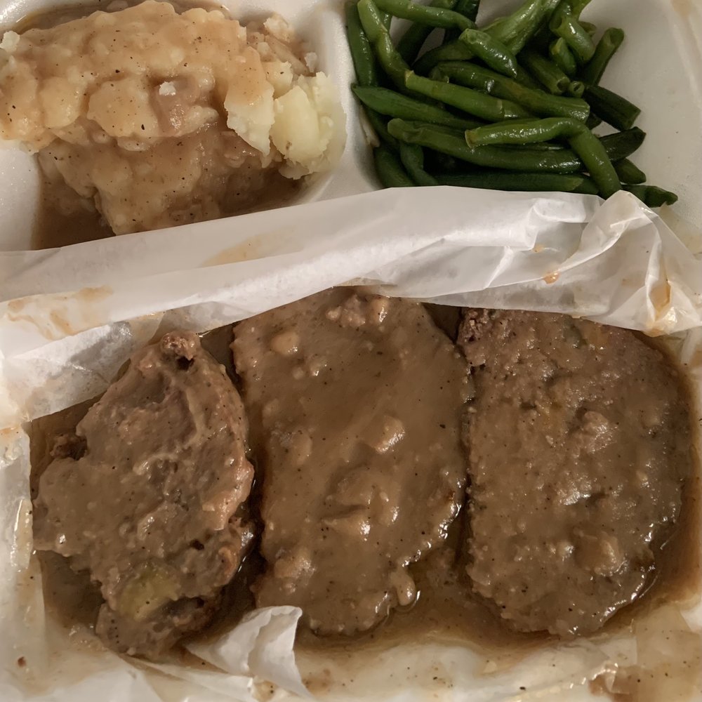 The New Look Restaurant - meatloaf with gravy and green beans - Soul Food Near Me - Chicago, Illinois