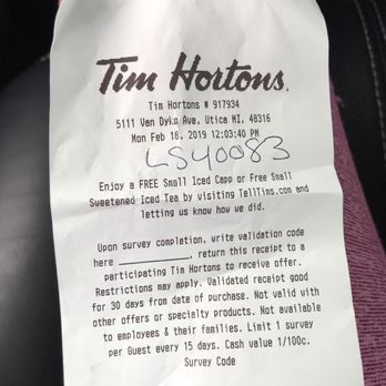 Tim Hortons - Getting my free iced cappuccino from doing the 3 minute survey - Donuts Near Me - Shelby charter Township, Michigan