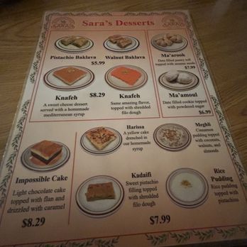 Sara’s Cafe & Grill - desserts! - Mediterranean Near Me - Roswell, New Mexico