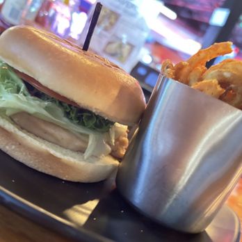 Supercharged Entertainment - chicken sandwich + curly fries - Challenge Courses Near Me - Wrentham, Massachusetts