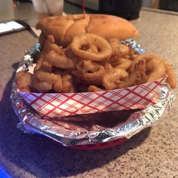 Blackened chicken sandwich and onion straw- my husband said the sandwich is the best Blackened chicken sandwich and onion straw- my husband said the sandwich is the best