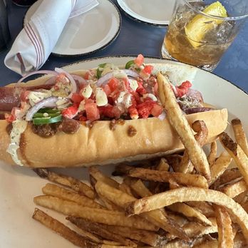 Ocean View Brewing Company - This was the foot long Hot dog.  Also the makers mark ald fashion.  Amazing for both. - New American Near Me - Ocean View, Delaware