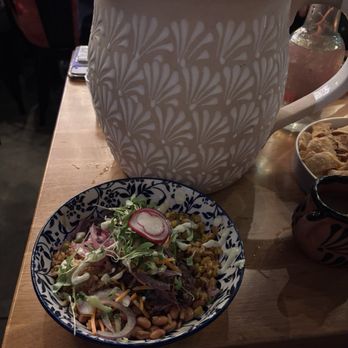 Buen Provecho - Smoked beef cheek bowl and their largest cantarita to share! - Mexican Near Me - Long Beach, California