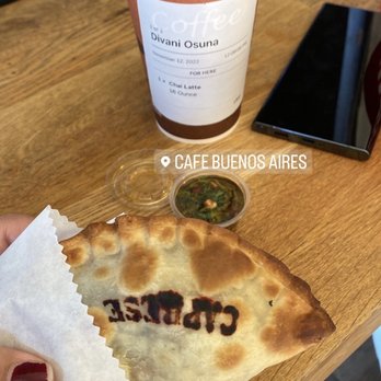 Cafe Buenos Aires - House Made Caprese Empanada Chai Latte - Argentine Near Me - Berkeley, California