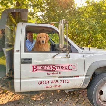 Benson Stone Company - Benny takes a ride in the landscape delivery truck - Furniture Stores Near Me - Rockford, Illinois Benson Stone Company - Benny takes a ride in the landscape delivery truck - Furniture Stores Near Me - Rockford, Illinois
